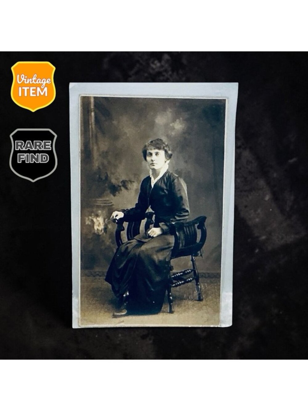 Old Antique Real Photo Postcard of Distinguished Madame. 5.5 x 3.5